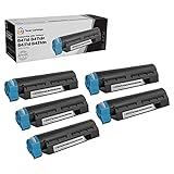 LD Compatible Toner Cartridge Replacement for Okidata 44574701 (Black, 5-Pack)