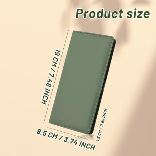 Long Womens Wallet, PU Leather Large Rfid Wallet Women, Bifold Clutch Wallet Credit Card Wallet with ID Window Coin Zip Pocket for Daily (Green)2