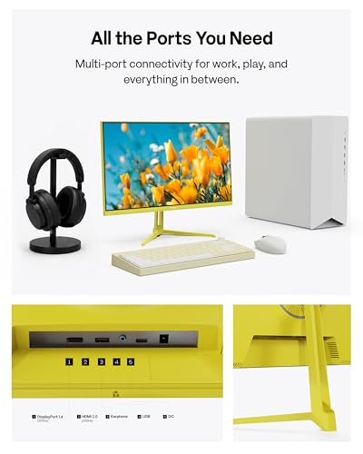 Image of Pixio PX248 Wave Yellow 24 inch 200Hz Refresh Rate FHD 1080p Resolution Fast IPS Panel 1ms GTG Response Time Built-in Speakers Gaming Monitor with Adaptive Sync