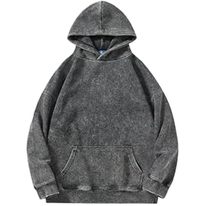 Oversize Pullover Damen Ausgewaschene Hoodie Y2K Vintage Sweatshirt Basic Damen Kapuzenpullover mit Fleece Baumwolle Used-Look Übergangspulli Retro Kapuzenjacke Kapuzenpulli