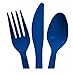 Blue Heavy Duty Plastic Cutlery Sets - 32 Spoons, 32 Forks, 32 Knives - 2 packs of 48 each, 96 pcs total