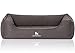 Knuffelwuff Orthopädisches Hundebett Leano aus Velours mit Handwebcharakter XXL 120 x 85cm Schwarz - abnehmbarer Bezug - waschbar - für große, mittelgroße und kleine Hunde