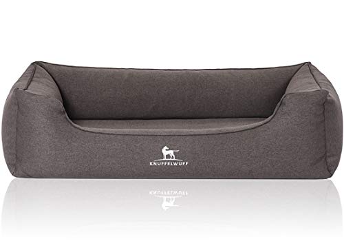 Knuffelwuff Orthopädisches Hundebett Leano aus Velours mit Handwebcharakter XXL 120 x 85cm Schwarz - abnehmbarer Bezug - waschbar - für große, mittelgroße und kleine Hunde