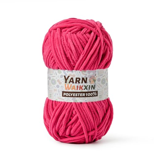 Image of Soft Chenille Yarn for Crocheting, Fluffy Chunky Crochet Yarn for Baby Blanket, (1.76oz /65.6yds) Fuzzy Velvet Yarn for Amigurumi&DIY Puzzle、Crafts、Scarf(Rose)