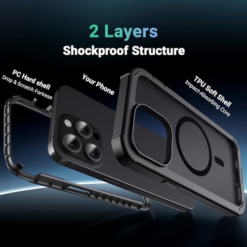jaroco Magnetic for iPhone 14 Pro Case, [Compatible with MagSafe][Military Grade Drop Protection][Heavy Duty Protection][Non-Slip][Shockproof] 2-Layer Durable Bumper Phone Case 6.1''-Black by jaroco - Used condition - US$5.58