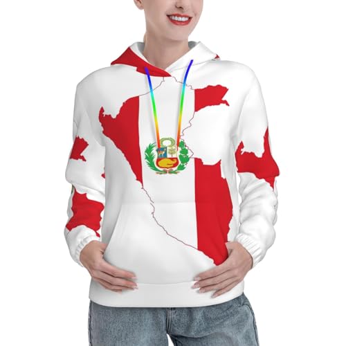 Sweat à capuche drapeau du Pérou femme imprimé avec poche automne