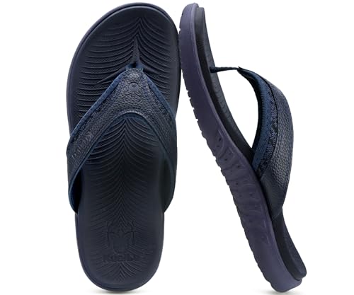 KuaiLu Mens Sport Flip Flops Comfort Orthotic Thong Sandals with Plantar Fasciitis Arch Support Outdoor Summer Beach Size 7~152