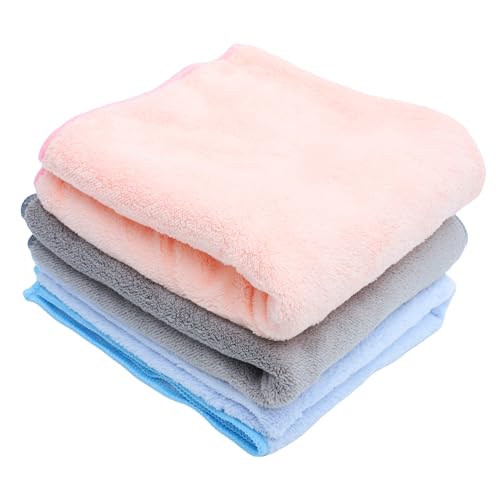 HEALEEP 3pcs Coral Fleece Face Towels Dry Washcloths Multipurpose Shower Bath Towels Absorbent Skin Friendly Home Use
