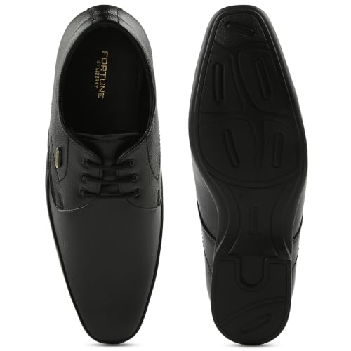 Image of Liberty Fortune H202-01 Black & Brown Formal Lacing Derby Shoes for Men with PVC Sole
