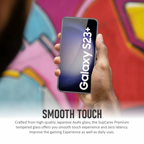 Image of SupCares Privacy Tempered Glass for Samsung Galaxy S23 Plus and Galaxy S22 Plus (6.6 Inch) With Installation Kit | 9H Edge to Edge Screen Protector | Black
