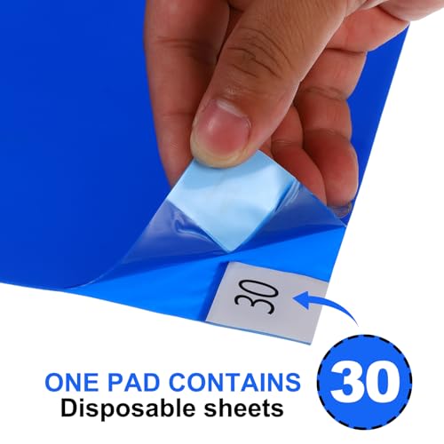 Image of PATIKIL Sticky /Remove Dust Dirt from Shoes Equipment Wheels Adhesive Mat for Cleanroom Laboratory Construction Home Entrances Warehouse, 300 Sheets 36 inchL x 24 inchW, Blue