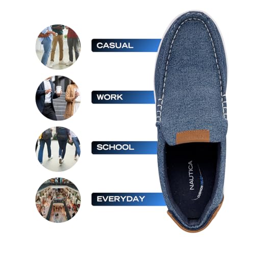 Image of Nautica Men's Slip-On Loafers Casual Moc Toe Sneakers Boat Shoes Slipper for Men - Lightweight & Comfortable - Derwin