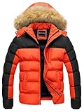 Pursky Chaquetas De Invierno Para Hombre Fur Bomber Jacket Men Men's Puffer Waterproof Winter Parka Warm Thicken Ski Coat Black Orange M
