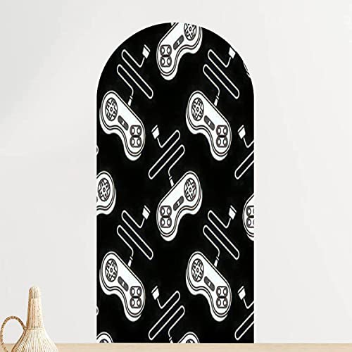 Arch Wall Decal Joystick Seamless Gamepad Ornament Videogame Controller Texture Peel and Stick Wallpaper Self-Adhesive Removable Wall Sticker Mural Wall Decor for Living Room Bedroom Nursery