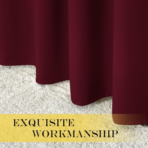 NICETOWN Blackout Room Divider Curtains 84 inch Length, Grommet Energy Saving Thermal Drapes Sound Reducing Window Treatments for Living Room/Bedroom, W100 x L84, 1 Panel, Wine Red