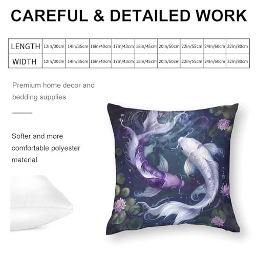 Japanese Yin Yang Fish Printed Cushion Covers 18"x18" Sofa Living Room