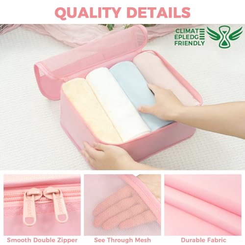 Image of BAGAIL 9 Set Packing Cubes with Packing List Luggage Packing Organizers for Travel Accessories (Pink)