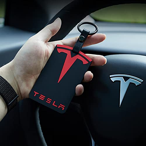 H3Jang Tesla Model Y Card Key Holder, Silicone Tesla Key Card Holder Key Card Protective Case With Key Chain For Model Y/3, Model S/X Accessories, 2 Pieces #TOP6