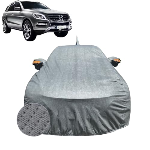 Image of Car Cover for Mercedes-Benz ML Class (2006-2015) | 100% Waterproof Cover with Reflective Mirror Pockets | Dustproof, Scratchproof, Heatproof ML Class Car Cover |Soft Cotton Lining| Grey