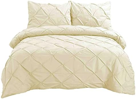 Danny Textiles Pintuck Duvet Cover with Pillowcases 100% Egyptian Cotton 400 Thread Count Quilt Bedding Covers Soft Pintucks Style Luxurious Set Bed Sets With Pillowcases (Single - Beige)