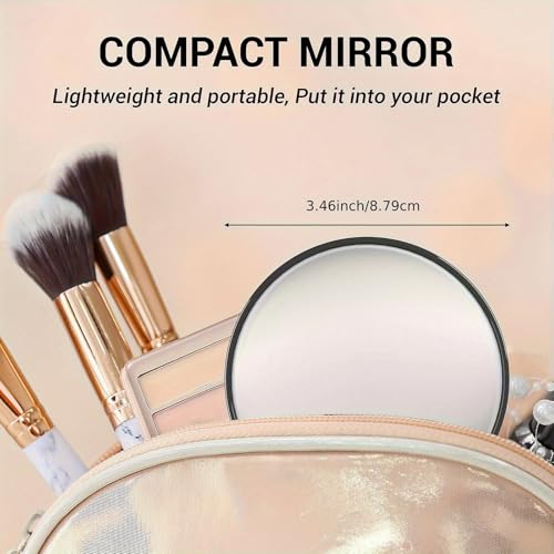 Image of 50X Magnifying Mirror, 8.8 * 8.8 * 2 CM Makeup Mirror with Precision Tweezers, Round Portable Mirror for Eyebrow Plucking, Blackhead Removal, Travel Grooming