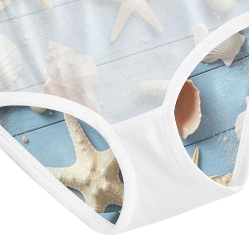 White Seashells Girls Panties, Toddler Girl Briefs, Cotton Underwear for Girls, 2–8 Years4