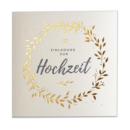 Art Nuvo SATZ 20 St. 135x135mm HOCHZEITSEINLADUNGEN MIT GEDRUCKTEN EINLAGEN UND UMSCHLÄGEN FÜR HOCHZEIT – VERGOLDETES MUSTER...