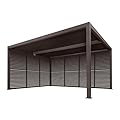 PURPLE LEAF Outdoor 12' × 16' Louvered Pergola with Detachable Louver Walls Patio Adjustable Aluminum Retractable Metal Roof for Deck Backyard Hardtop Gazebo Sun Shade, 1 Short and 1 Long Sides