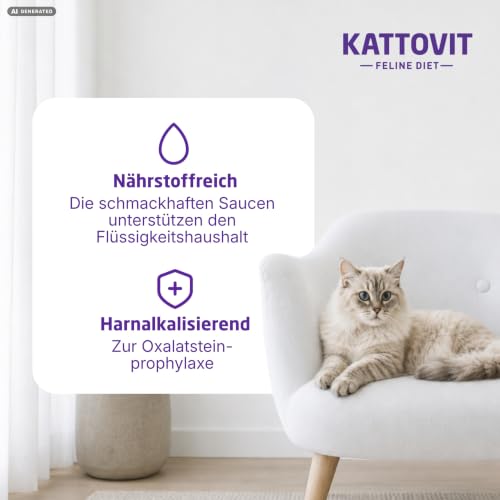 KATTOVIT - Niere/Renal Multipack Nassfutter für Katzen | Zur Unterstützung der Nierenfunktion für ausgewachsene Katzen. Diätfutter als Alleinfuttermittel im Frischebeutel | 12 x 85g