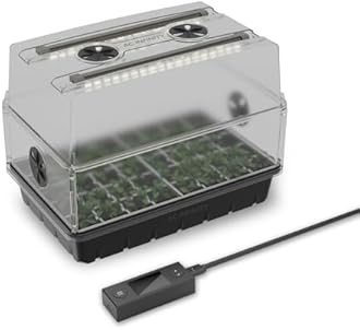 AC Infinity Heavy-Duty Humidity Dome with Full Spectrum LED Grow Light Bars, Samsung LM301H EVO Diodes, Drip Tray, 5x8 Cell Seedling Tray, 3mm Thick Dome and Vented Extension Panels, for Seed Starting