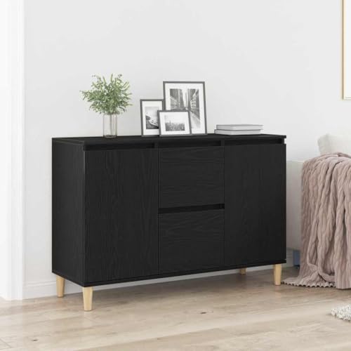 Nqyjm Aparador, Buffet, Salón Comedor 2 Puertas, Buffet Moderno, Armario Auxiliar Comedor Vitrina con cajón Negro 101 x 35 x 60 cm Madera contrachapada
