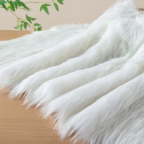Faux Fur Fluffy Crafts Fabric 23.6×59 inch White, Long Pile Shaggy Fur Fabric for Costume, Halloween Decoration, Home Sewing, Craft Arts Supply, Upholstery, Christmas Plush Furry Material Faux Fur Fluffy Crafts Fabric 23.6×59 inch White, Long Pile Shaggy Fur Fabric for Costume, Halloween Decoration, Home Sewing, Craft Arts Supply, Upholstery, Christmas Plush Furry Material