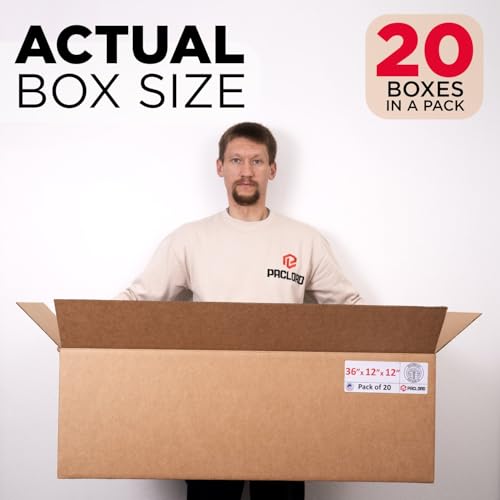 Image of Tall Cardboard Boxes 12 inchL x 12 inchW x 36 inchH (Pack of 20) - USA-Made Packing Boxes for Moving, Shipping, or Storage - USPS, UPS, FedEx Approved - Professional Packing Supplies for Moving | USA-Made Packing Boxes for Moving, Shipping, or Storage - USPS, UPS, FedEx Approved - Professional Packing Supplies