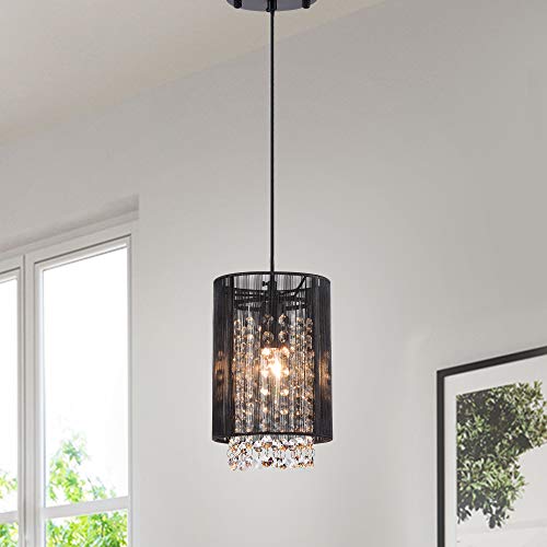 Crystal Pendant Lights Black Pendant Light Mini Chandelier Crystals 1 Light Pendant Lighting