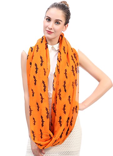 Lina & Lily Halloween Bat Print Women's Infinity Loop Scarf Lightweight3