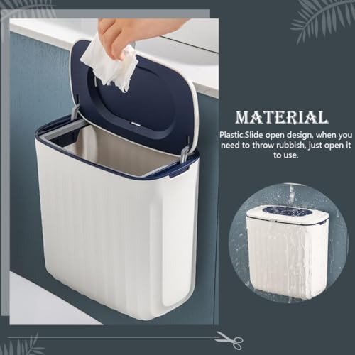 Caneca de basura colgante de cocina con tapa 8L azul miniatura 4