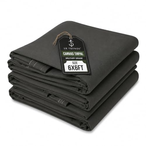 Image of 1200 GSM Extreme Power Canvas Tirpal - Industrial-Grade Waterproof Resistance Canvas Tarpaulin | Extra Thick, Tear-Proof & UV Shielded | Built for Heavy Commercial Use (Grey, 6 X 6 FT)