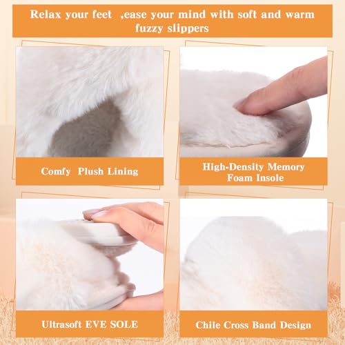 12 Pairs Women's Fuzzy Slippers Cross Band Open Toe Bridesmaid Fluffy Comfy House Slippers for Indoor Outdoor Wedding4