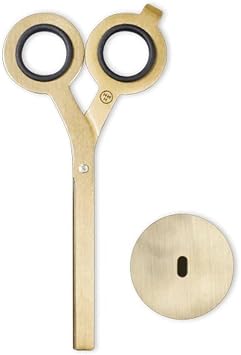 HMM Scissors - 2-in-1 All Purpose Scissors & Box Cutter - Heavy Duty, Lightweight, with Magnetic Brass Base for Office, Kitchen, Crafts, Stainless Steel - Gold