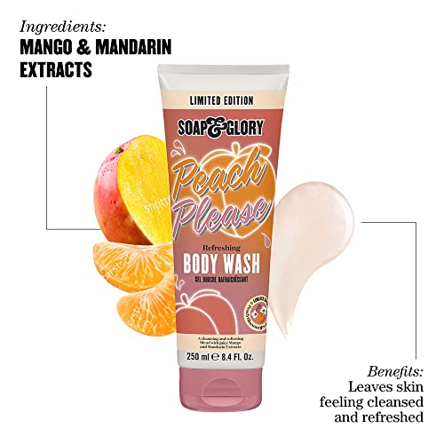 Soap & Glory Peach Please Scented Body Wash - Built-In Body Lotion For Maximum Hydration - Peach Blossom & Magnolia Scented Moisturizing Body Wash (250Ml) #TOP1