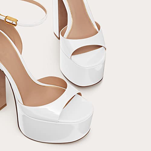 Women's Platform Chunky Heels Round Toe Toe Sandals Heels for Women Ankle Strap Sexy Evening Dress Pump Sandals3