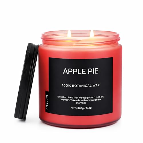 Apple Pie Home Scented Candles 13oz Organic Soy Wax 76-Hour Clean Burning Natural Candles Non Toxic Warm & Sweet Gourmand Scent for Relaxation Aromatherapy Housewarming Candle for Men Women
