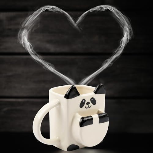 Image of Ceramic Panda Coffee, Tea Mug with 3D Cookie Biscuit Tea Bag Holder | Cute Panda Cup with Snack Holder | Tea Mug Gift |240ml | Microwave & Dishwasher Safe -Gift for Panda Lovers, Kids, Teens & Adults