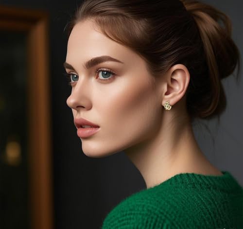 SLUYNZ 925 Sterling Silver Green Love Clover Hoop Earrings for Women Teens Irish Shamrock Huggie Earrings for Summer3