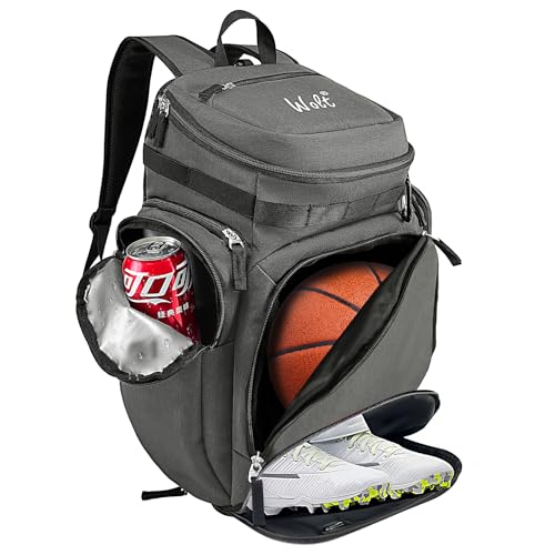 WOLT Mochila de Basquete, Bolsa Esportiva Grande com Compartimento Separado para Bolas E Bolso para Tênis, Ideal para Basquete, Futebol, Rúgbi, Vôlei E Beisebol.