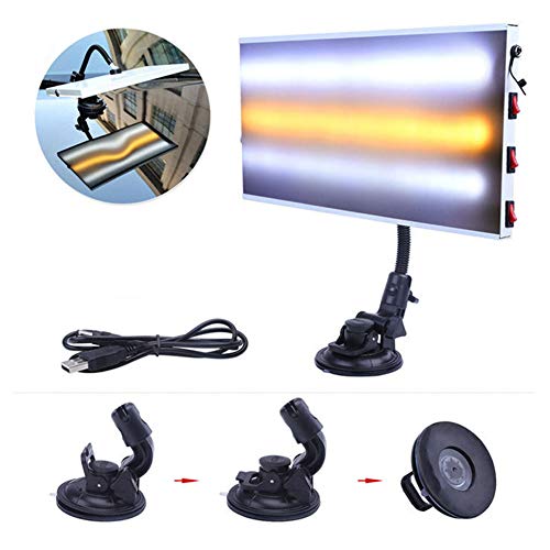 Image of JIANWEI Paintless Dent Repair LED Line Board Double Stripe, 5v USB lamp Board Dent Repair Set Paintless Hail Removal Board Tool with Ajustment Holder LED Double Panel Strip Line Board(Black White)
