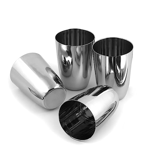 Image of Ajay's Shoppe Stainless Steel Water Glass | Unbreakable Heavy Gauge Steel Glass for Drinking and Serving Water, Cold Drink & Juice (Set of 4)