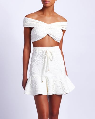 Jacquard Mini Skirt, S, White3