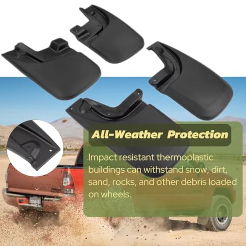 Image of Mud Guard fit for Toyota Tacoma Pickup 2005-2015, No Drilling Required Splash Guards Bendable Mud Guard for Car,Front & Rear 4PCS MudFlaps