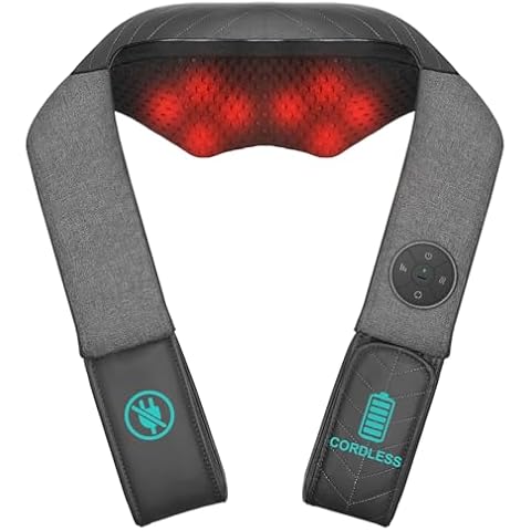 Nekteck Cordless Neck and Back Massager for Pain Relief Deep Tissue, Shiatsu Neck Massager with Heat, Portable Massage Pillow for Shoulder, Leg, Body Muscle, Home, Office, Car, for Men Women Cover